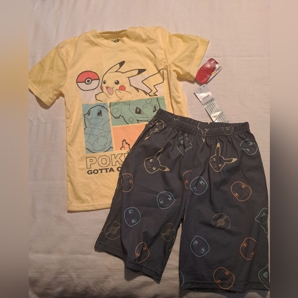 Pokemon boys size Medium 8/10 2 piece shorty pajama set, NEW - Picture 1 of 8
